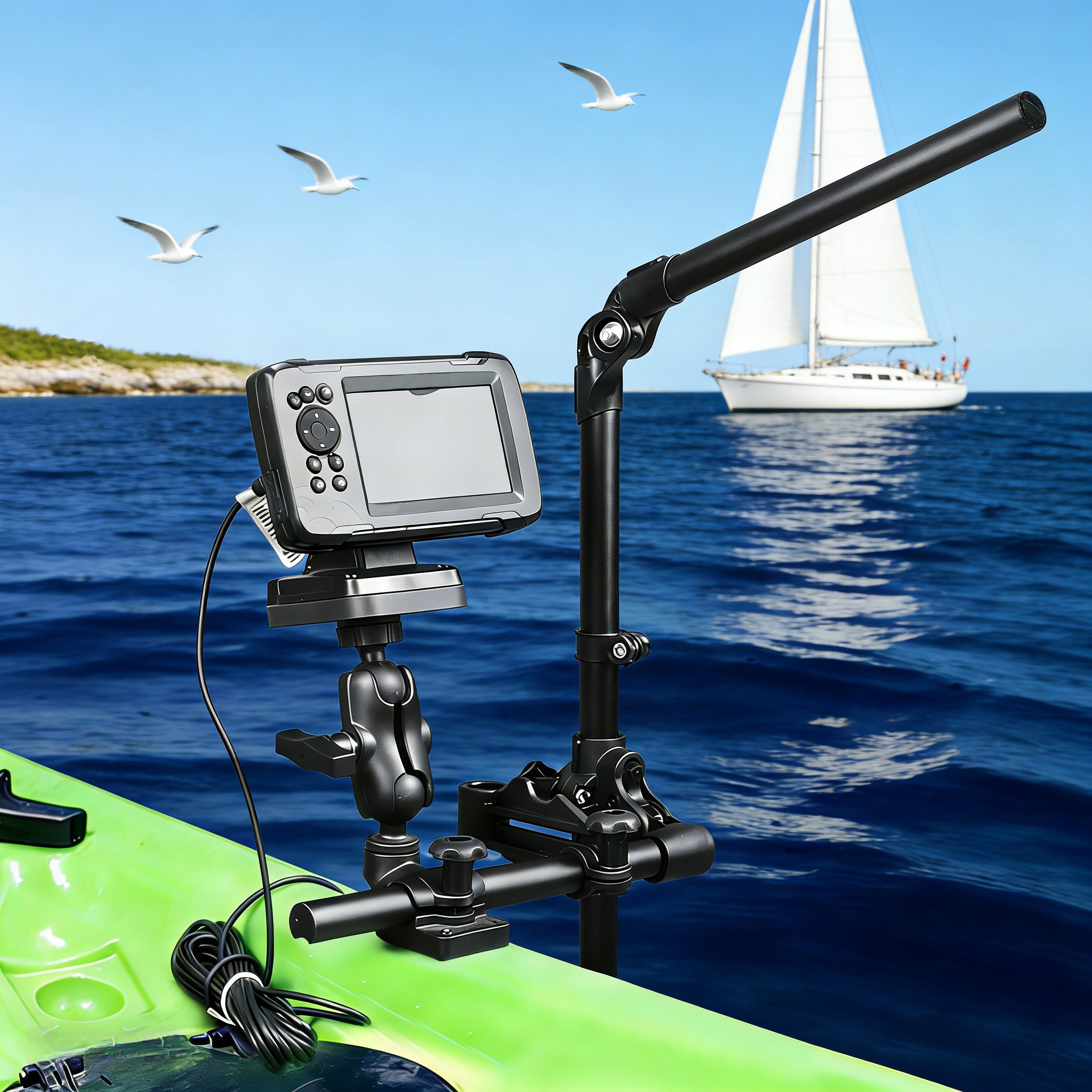 Fishing Kayak Fish Finder Mount - VIN Mounts Universal Sonar Fish finder