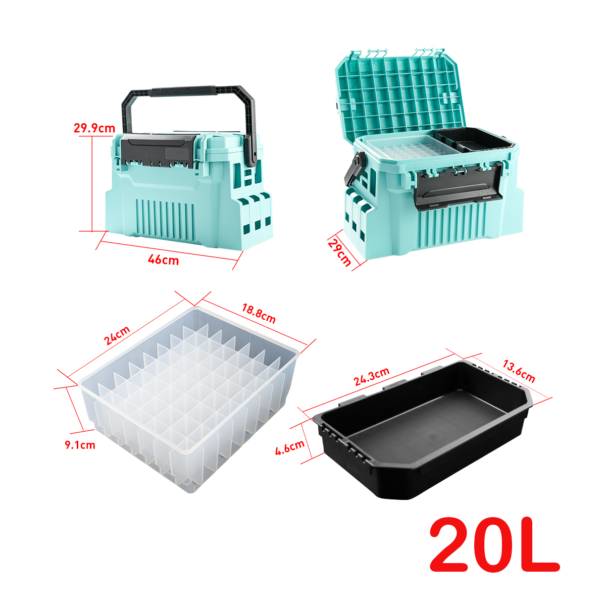 20L FIshing tackle box with eg - Fishing Kayak Crate ulasan dan harga