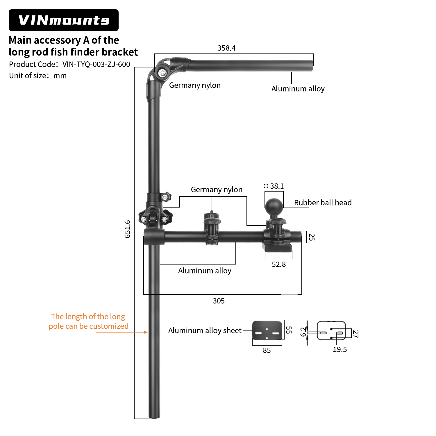 VIN Mounts Universal Sonar Fis - Fishing Kayak Fish Finder Mount ulasan dan harga